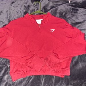 Womens burgundy Gymshark Hoodie cropped